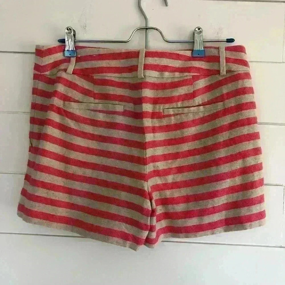 Ann Taylor LOFT The Riviera Shorts Coral and Beige Stripes Size 4 - Picture 4 of 8